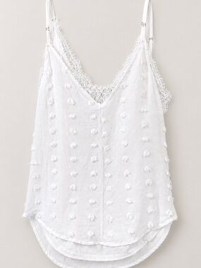 Blu Pepper White Lace-Trim Swiss Dot Camisole